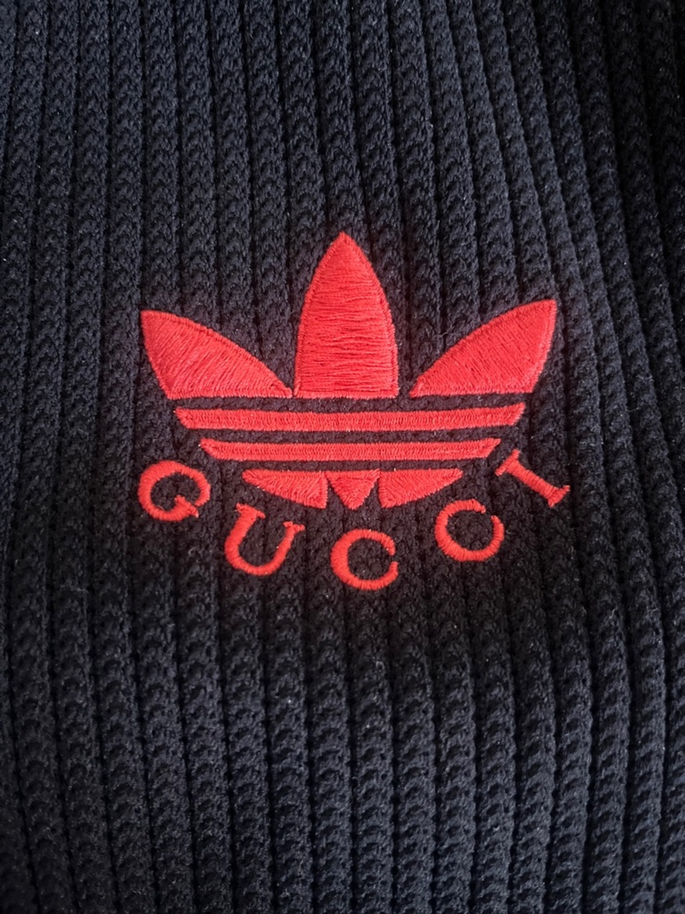 Gucci x Adidas Navy Cardigan with Red & Green Hem and White Shoulder Stripes - Picture 3 of 11